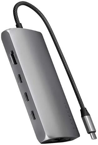 Satechi USB-C-moniporttisovitin 8K ja Ethernet V3 - Space Gray