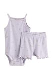 Lindex Set With Bodysuit And Cycling Shorts - Purple - 86