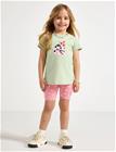 Lindex Set - Top And Cycling Shorts - Green - 128