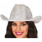 Hopeanvärinen Glitter Cowboy-hattu paljeteilla