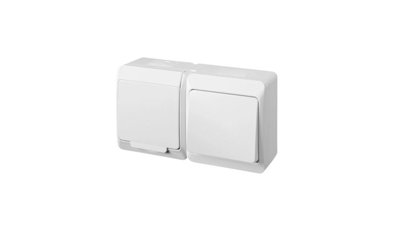 Valkoinen yksikantinen kytkin Hermes Ip44