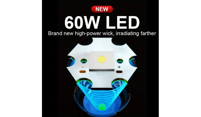 Yksi setti superkirkas taskulamppu, 60W LED, ladattava.