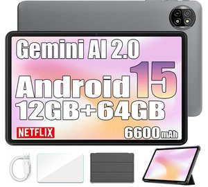 Tabletti Blackview Tab 20 Wifi Gemini AI 2.0, 10.1 Android 15 2.4G+5G Wifi, 12 GB+64 GBSD 2 TB 6600mAh Harmaa