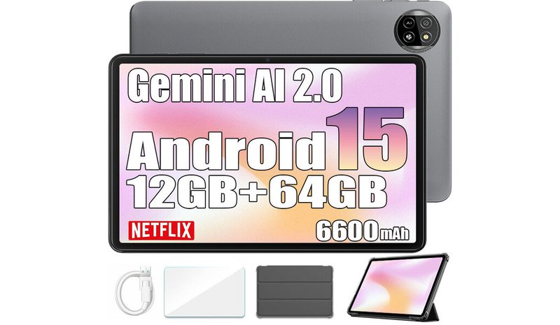 Tabletti Blackview Tab 20 Wifi Gemini AI 2.0, 10.1 Android 15 2.4G+5G Wifi, 12 GB+64 GBSD 2 TB 6600mAh Harmaa