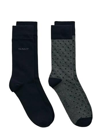 GANT Dot And Solid Socks 2-Pack - Grey - 43-45