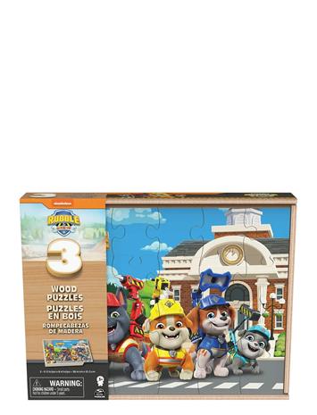 SM Games & Puzzles Rubble & Crew Wood Puzzles w. Storage 3 Pack