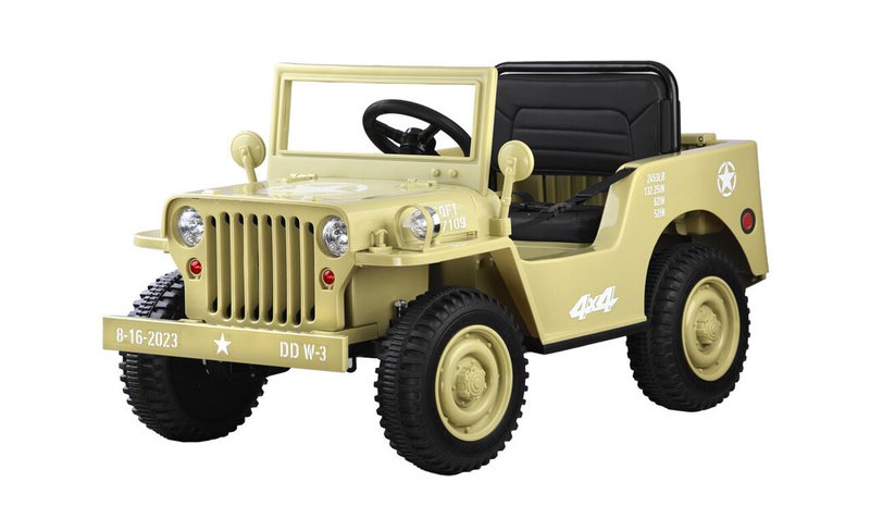 Sotilassähköauto Willys + kaukosäädin - beige