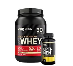 100 % Whey Gold Standard heraproteiini 700 g + Opti-Men, 90 tablettia