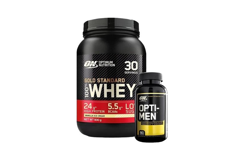 100 % Whey Gold Standard heraproteiini 700 g + Opti-Men, 90 tablettia