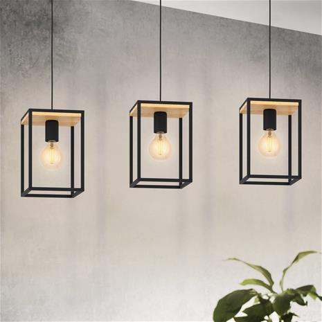 EGLO LIBERTAD PENDANT E27 BLACK/WOOD
