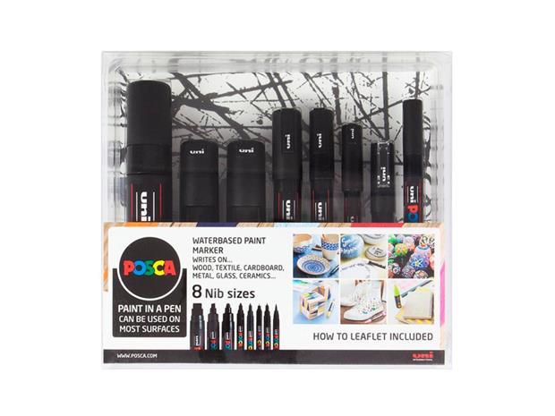Posca - 8 Nib Size Black Set (401619)