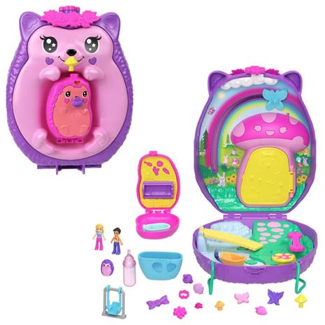 Wearable Hedgehog Mom & Baby Compact Polly Pocket