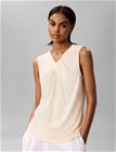 Calvin Klein Sl Crepe Jersey V Nk Top - Cream - XL