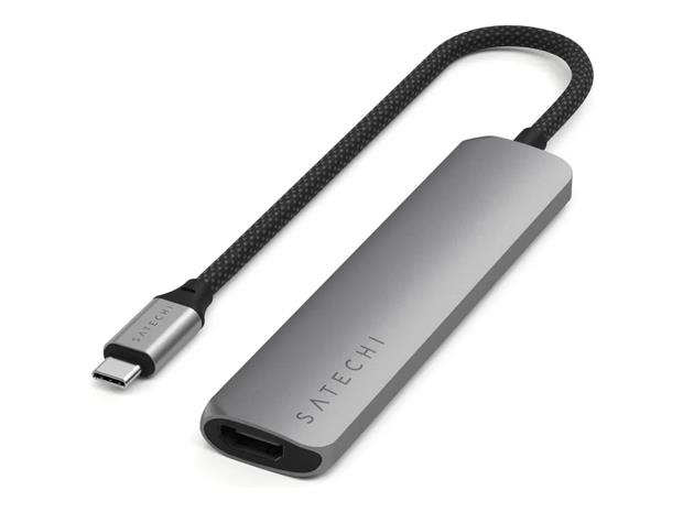 Satechi 1x 6-in-1 USB-C Slim Multiport -sovitin - Avaruudenharmaa