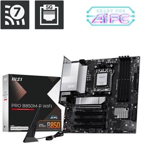 MSI PRO B850M-P WIFI Emolevy - AMD B850 - AMD AM5 socket - DDR5 RAM - Micro-ATX