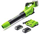 Greenworks GD24X2ABK2X 2x24V 2x2,0Ah, akkulehtipuhallin