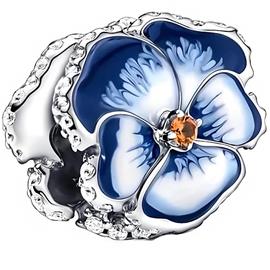 Pandora Charms Hängsmycke Blomma Charms Blå Pensé Charms