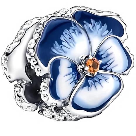 Pandora Charms Hängsmycke Blomma Charms Blå Pensé Charms