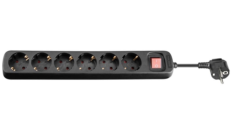 Pro Teho Socket x6 - Bk - Switch - 1.5m