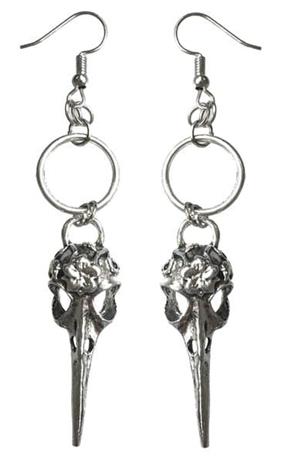 Earrings - Skull - Raven - Ring