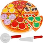 Puinen pizzalelusetti 27 osaa veitsellä, lastalla ja täytteillä
