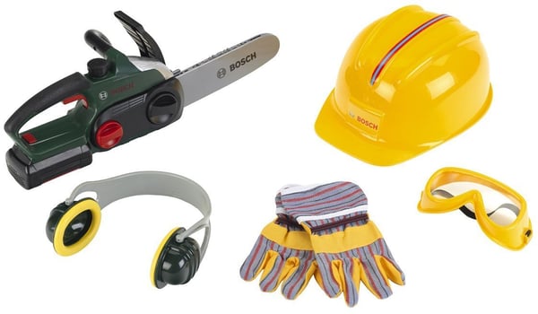 Theo Klein Bosch chain saw ii + helmet + work gloves