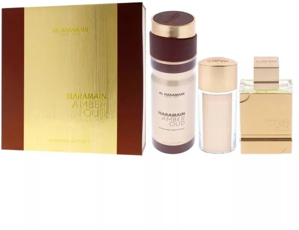 Bundle Al Haramain Amber Oud Gold EDP 75ml + EDP 30ml + DSP 200ml