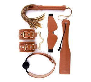 BDSM Set Cognac Vegan Leather Bondage kitti