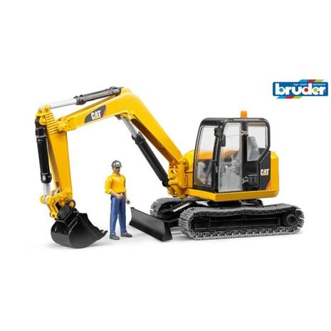 Cat Mini excavator with worker, A