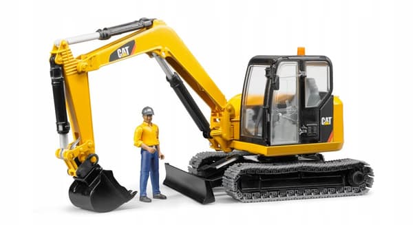 Cat Mini excavator with worker, A