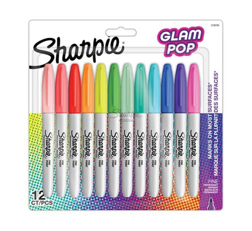 Sharpie Permanent Marker Fine Glam Pop 12-Blister