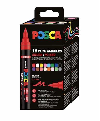 Posca - Brush PC-5BR set, 16 pcs (401677)