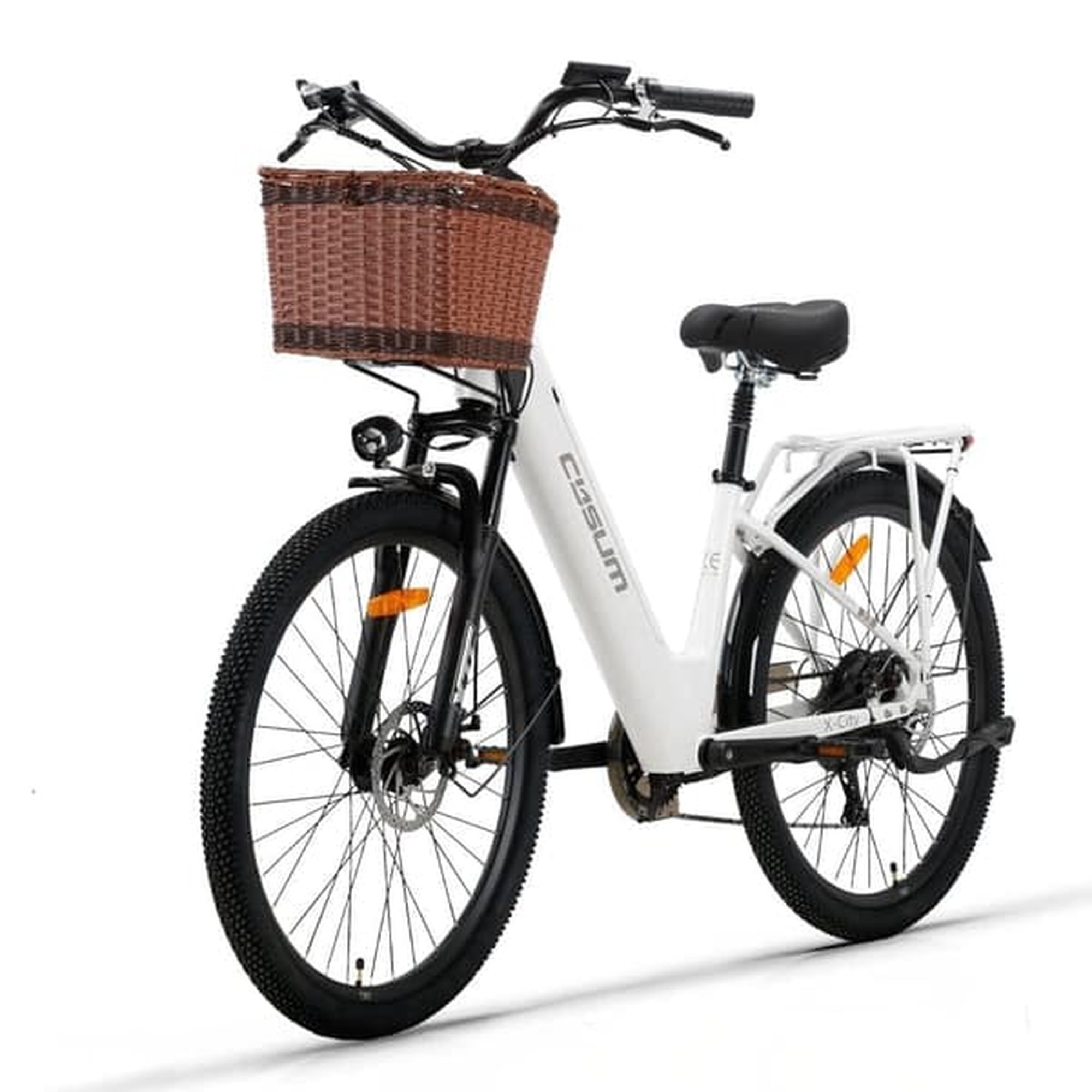 Cysum X-city sähköpyörä 48V 10.4Ah akku 250W sähköpyörä 26 tuuman maantierenkaat ulkona sähköpyörä vetokoukulla - valkoinen