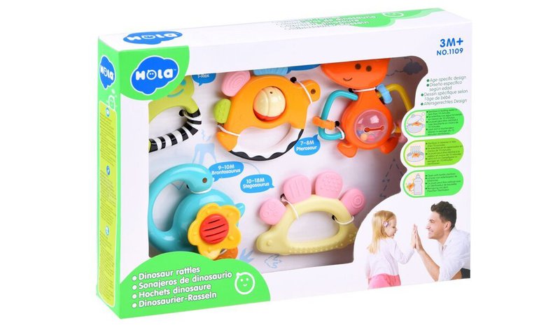 Joukko 5 helistintä Teether Dinosaurukset ZA3093