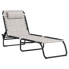 Outsunny aurinkotuoli kokoontaitettava puutarhatuoli kokoontaitettava aurinkotuoli puutarha 4-vaiheinen selkänoja säädettävä teräsverkko kangas beige 197 x 58 x 76 cm