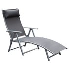 Outsunny puutarhatuoli aurinkotuoli kokoontaitettava säädettävä tyynyllä puutarha harmaa metalli + kangas harmaa 137 x 63.5 x 100.5 cm