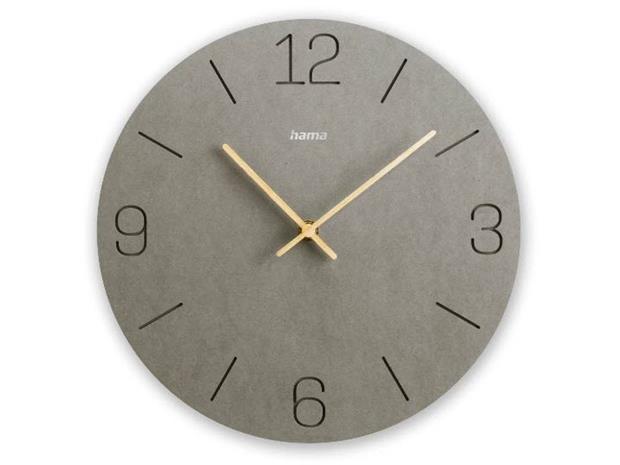 Hama Crete, seinä, kvartsikello, pyöreä, harmaa, MDF, moderni