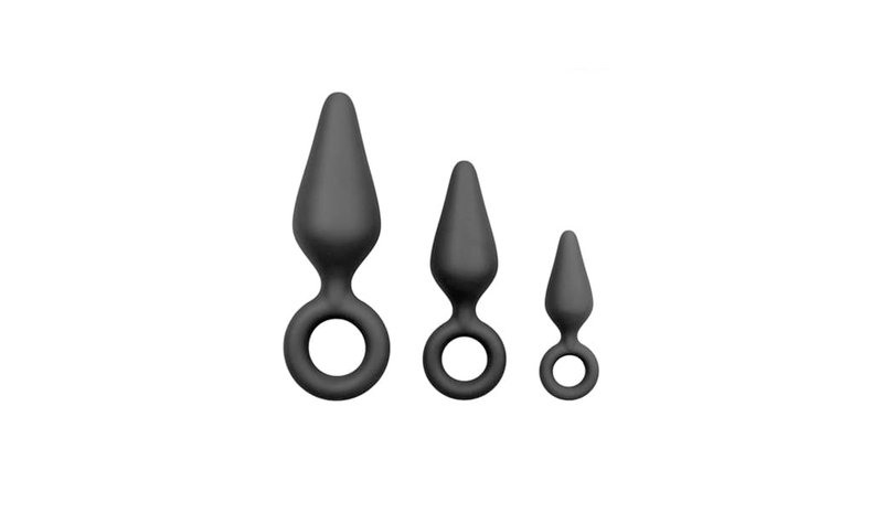 Easytoys Black Buttplug Set With Pull Ring Anaalitappi setti