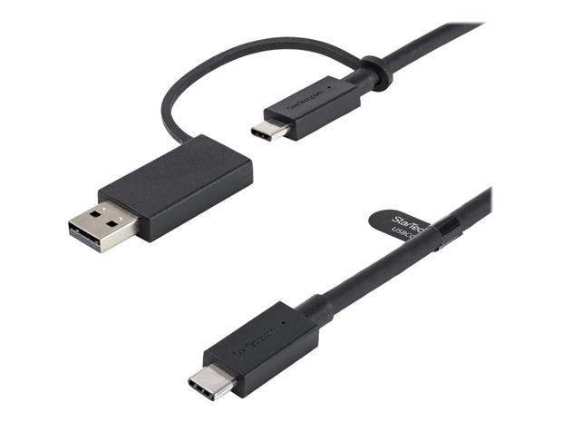 StarTech.com USB C Cable USB-A Adapter Dongle Hybrid 2-in-1 USB C Cable 1m