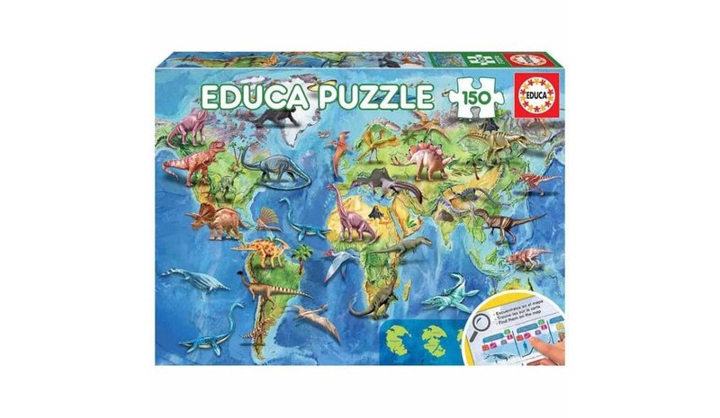 Educa Världskarta Dinosaurier Pussel 150 bitar 18997