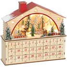 HOMCOM LED-valaistu adventtikalenteri 24 laatikkoa, luonnonpuuta, 36x10x34 cm