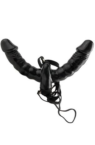 Pipedream Vibrating Double Delight Strap-On Tupladildo valjaalla – kuva 1/3
