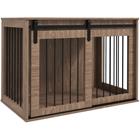 PawHut koirahäkki koira laatikko liukuovella, puinen sisäkoirahäkki, lukitusmekanismi, suurille koirille 30 kg asti, 98 x 58 x 67 cm, pähkinäpuu
