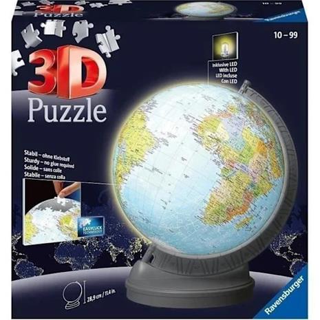 Kouluttava 3D-pallopalapeli - Valoisa Earth Globe - Ravensburger - 540 kpl - Alkaen 10 vuotta