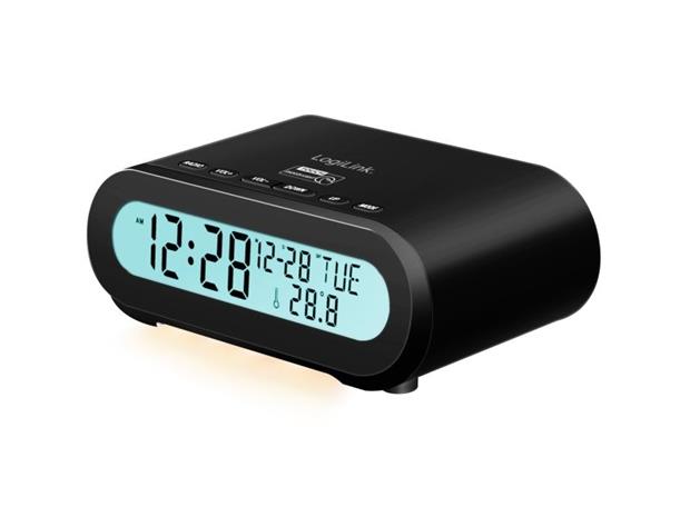 Kelloradio Lämpötila/kosteus USB-C/akkukäyttö Musta