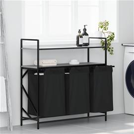 vidaXL Pyykkikori 3 lokeroa hyllyillä harmaa Sonoma