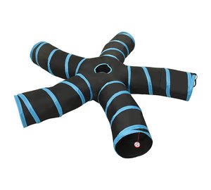 vidaXL Kissatunneli 5-osainen musta ja sininen 25 cm polyesteri
