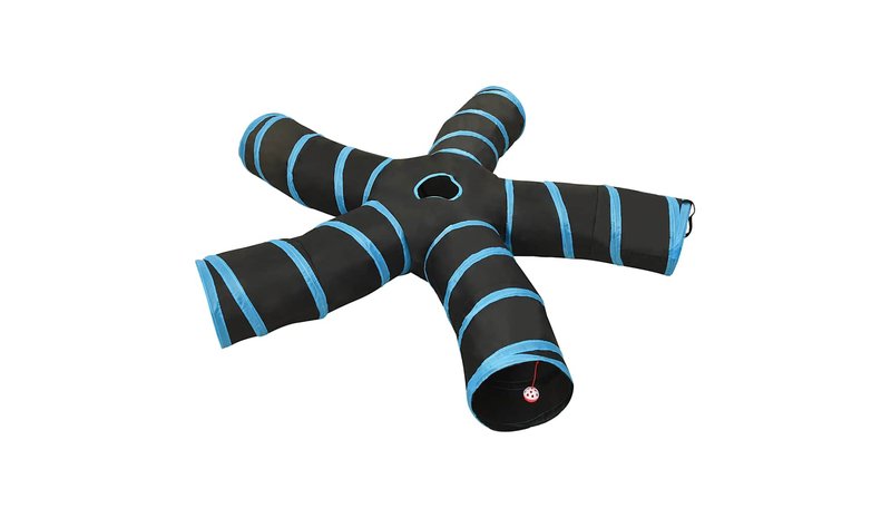 vidaXL Kissatunneli 5-osainen musta ja sininen 25 cm polyesteri