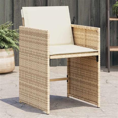 vidaXL Puutarhatuolit tyynyillä 4 kpl beige polyrottinki