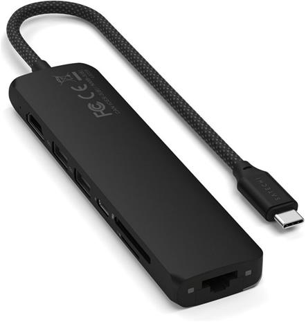 Satechi 7-i-1 USB-C Slim Multiport Adapter med Ethernet - Svart